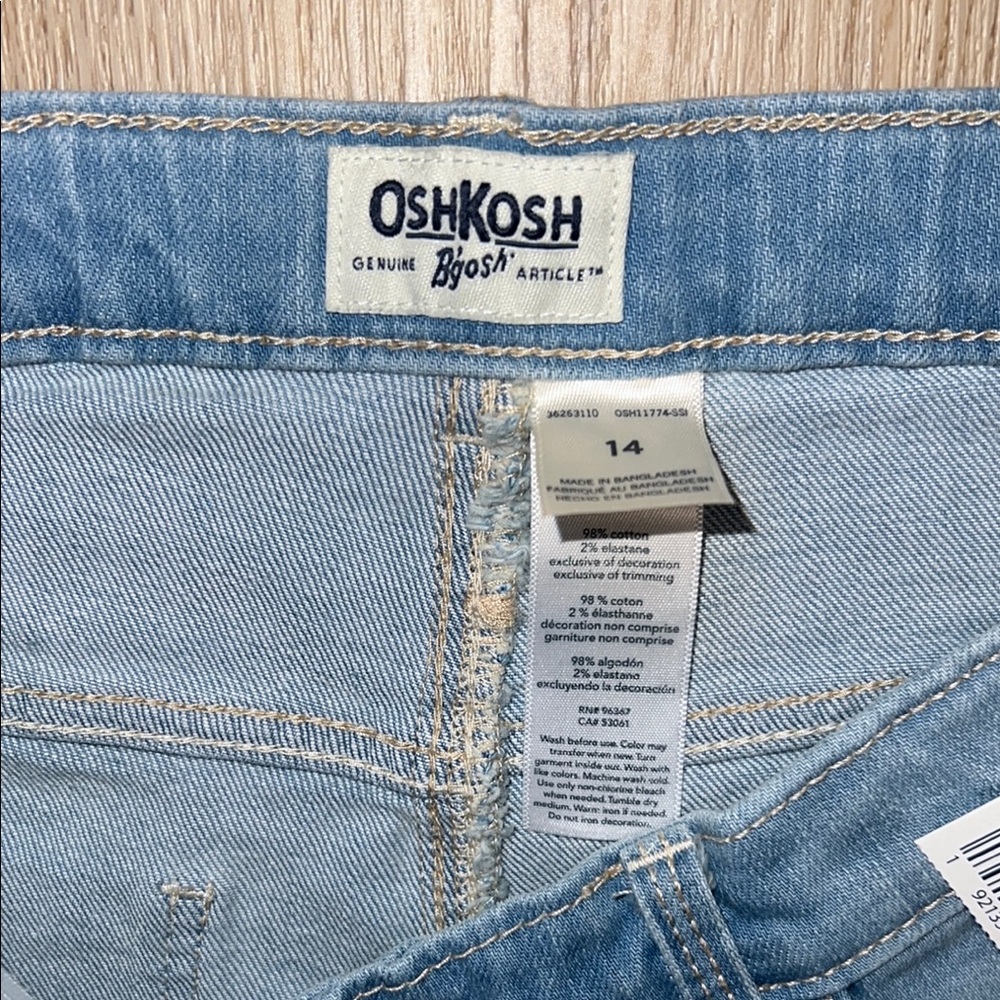 NWT - OshKosh B'gosh Girls Embroidered Blue Jean Shorts - Picture 2 of 9